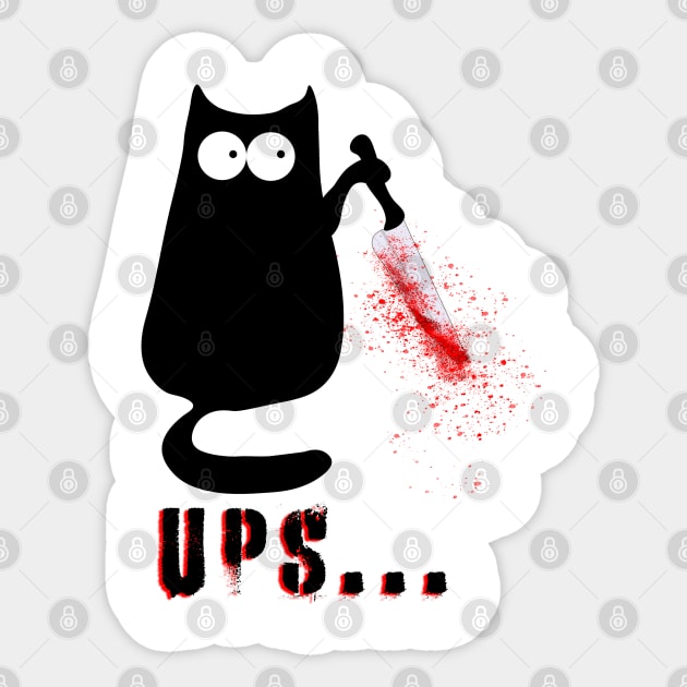 Bad Cat "UPS" Sticker by Hispaniola-Fineart